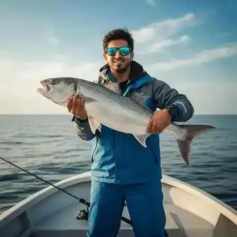 Участник FishClub с пойманной рыбой на берегу